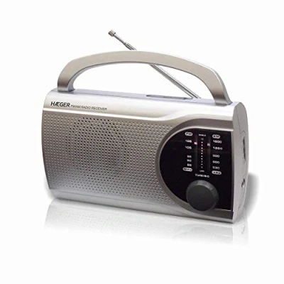 Afbeelding van HAEGER Surround Am/FM draagbare radio, AC/DC met intrekbare handgreep, hoofdtelefooningang, netaansluiting