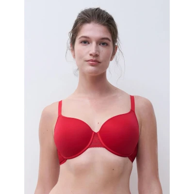 Afbeelding van Chantelle dames Voorgevormde beugel bh met kant in de kleur Rood, maat: D75