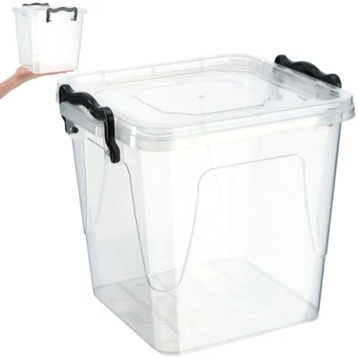 Afbeelding van KADAX Opbergdoos met deksel, robuuste plastic container van kunststof, lunchbox, transparante vershouddoos, lunchbox kliksluiting (3,7 l)