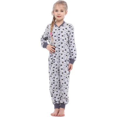 Afbeelding van Merry Style Kinder Pyjama ronde hals lange mouwen broek met zakken Katoen MS MS10 186 PJ Melange Katzen 110 116