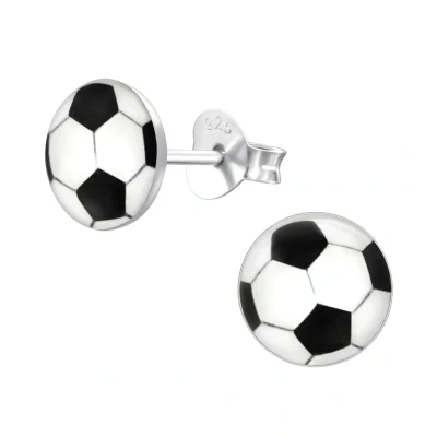 Afbeelding van Zilveren voetbal kinderoorbellen oorbellen Meisje Zilver oorknopjes Zilverana Sterling 925 Silver