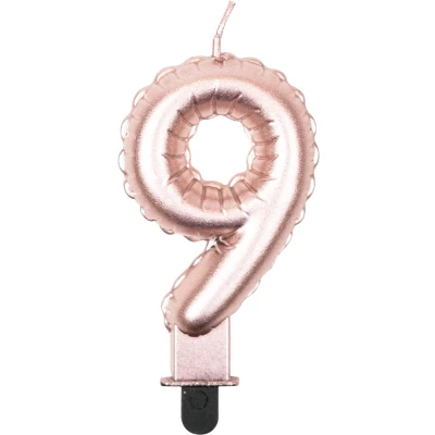 Afbeelding van Kaarsje 9 folie ballon rose goud 7cm