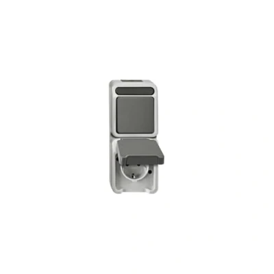 Afbeelding van Merten 4075000 AquaStar Compleet Schakel /stopcontact combinatie spatwaterdicht Lichtgrijs 1 stuks