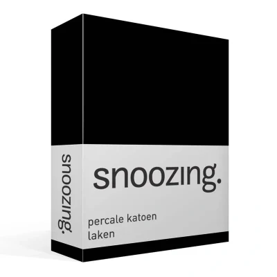 Afbeelding van Snoozing Laken Eenpersoons Percale katoen 150x260 cm Zwart