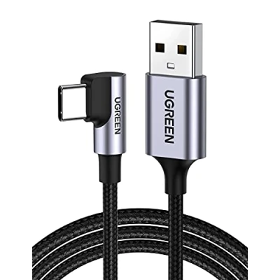 Afbeelding van UGREEN USB Type C Kabel 90 Graden Ondersteunt Quick Charge 4.0/3.0/2.0 Snel Opladen Nylon Compatibel met Galaxy S21 S20 Note 10 A51, Redmi 9 Pro 9, Huawei P40 P30 enz.(0,5M)
