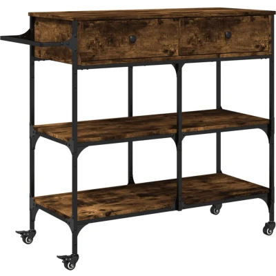 Afbeelding van vidaXL Keukentrolley 105x42x95 cm bewerkt hout gerookt eikenkleurig