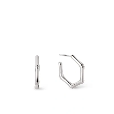 Afbeelding van Singularu MINI Bamboo Oorbellen silvercoloured, Dames, Maat: One Size, Silver coloured