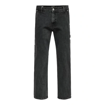 Afbeelding van ONLY &amp; SONS Onsedge STR Car Wb 3015 Tai DNM Noos, Washed Black, 38W / 32L