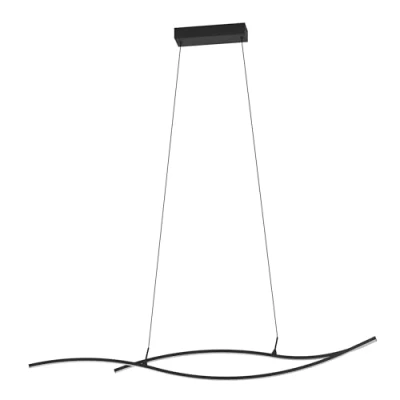 Afbeelding van EGLO LED hanglamp Grisolia, pendellamp boven eettafel, gebogen eetkamerlamp, woonkamerlamp van metaal en kunststof in zwart, warm wit, 140 cm