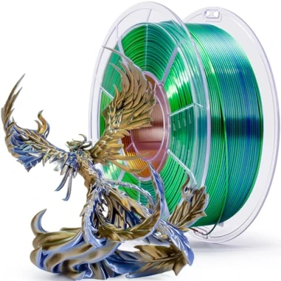 Afbeelding van ZIRO Zijde Gradiënt PLA Filament 1.75mm, Tri kleuren Coextrusie 3D Printer Filament, Multicolor 1KG, Dimensionale Nauwkeurigheid +/ 0.03mm, Fit Meest FDM Printer, Gouden Oase