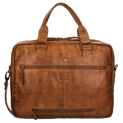 Afbeelding van Bear Design Cow Lavato Leandro Laptoptas 15&quot; Cognac