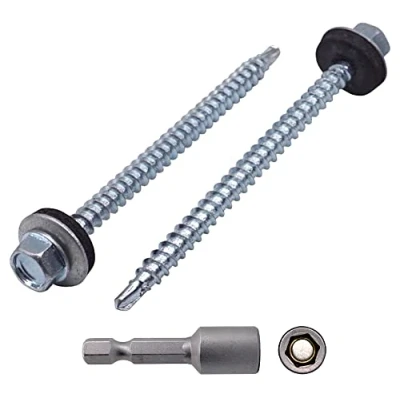 Afbeelding van Marcopol Verpakking van 80 stuks) DIN 7504 K verzinkt staal 4,8 x 70 mm zelfborende schroeven met EPDM ringen, zeskantsluitkop, plaatschroef, zelftappend (80, mm), zilver