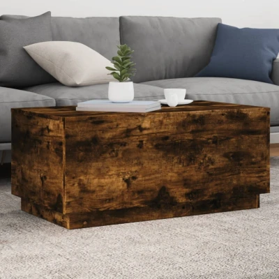 Afbeelding van Salontafel met LED verlichting 90x50x40 cm gerookt eikenkleurig