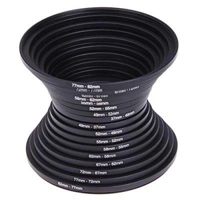 Afbeelding van 18 delige Step Up/Down lens filterring adapter set 37 82mm voor Canon Nikon camera