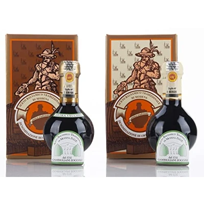 Afbeelding van Acetaia Gambigliani Zoccoli Duet van traditionele balsamicoazijn uit Modena D.O.P. 2 flesjes 100 ml ABTM minimaal 12 jaar en ouder dan 25