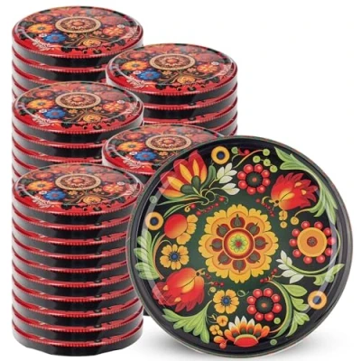 Afbeelding van KADAX Schroefdeksel met diameter van 82 mm, metalen twist off deksel, reservedeksel voor inmaakpotten en weckpotten, deksel 6 inkepingen (kleurrijke bloemen, 50 stuks)