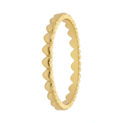 Afbeelding van Lucardi Dames Zilveren goldplated Ring met hartjes 925 Zilver Goudkleurig 18.5 / 58 mm