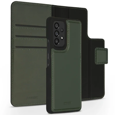 Afbeelding van Samsung Galaxy A53 Hoesje Echt leder Accezz Bookcase/2 in 1 Case Groen Telefoonhoesje