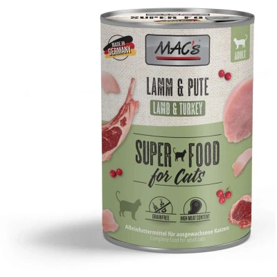 Afbeelding van MAC&#039;S Natvoer Cat LAMM en PUTE voor katten zonder granen 1 x 400 g blik