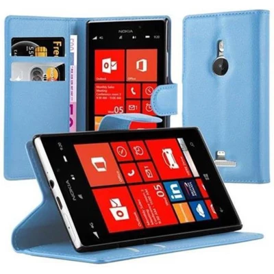 Afbeelding van Cadorabo Hoesje geschikt voor Nokia Lumia 925 in PASTEL BLAUW Beschermhoes Cover magnetische sluiting Case