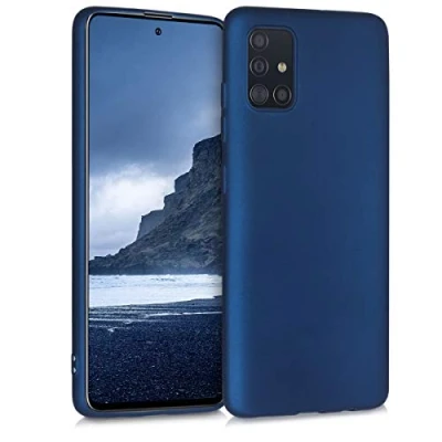 Afbeelding van kwmobile telefoonhoesje geschikt voor Samsung Galaxy A51 Hoesje smartphone Back cover in metallic blauw
