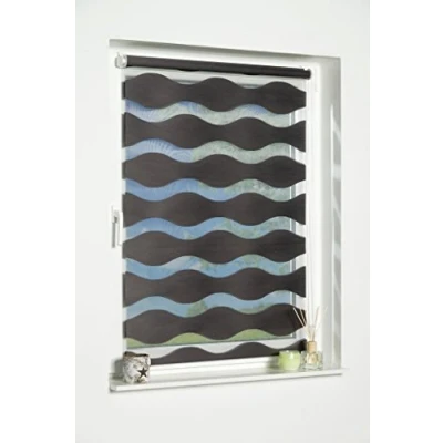 Afbeelding van K home Klemmfix dubbel rolgordijn&quot;Welle&quot; zonder boren antraciet 70 cm x 150 (B L)