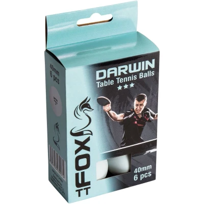 Afbeelding van Fox Tt Tafeltennisballen Darwin 3 Star 40 Mm Wit 6 Stuks