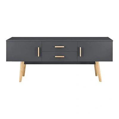 Afbeelding van tv meubel Alavus kast met 2 lades 140x40x56 cm donkergrijs