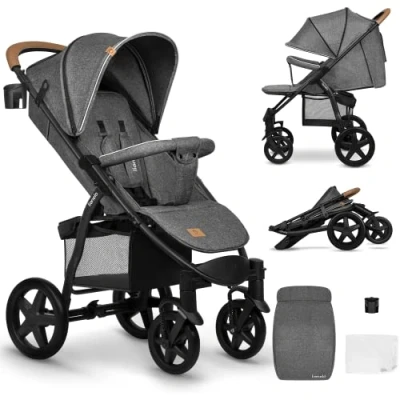 Afbeelding van LIONELO ANNET Buggy, tot 22 kg, verstelbare rugleuning en ligpositie, eenvoudig op te vouwen, 5 punts gordels, XXL dak, verwarmer, muggennet, lichtgewicht kinderwagen, Wandelwagen