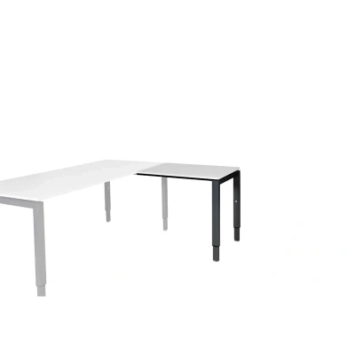 Afbeelding van Domino aanbouwtafel, hoogte instelbaar (62 85cm) met 80x60cm &#039;zwevend&#039; krijtwit 25mm blad en zwart (RAL9005) N poot frame