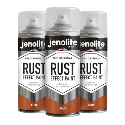 Afbeelding van JENOLITE Roest Effect Spuitverf look &amp; feel 3 x 400 ml Getextureerde verf verweerd verroeste metalen Multi Surface Paint Ideaal voor knutselen en doe het zelf Interieur