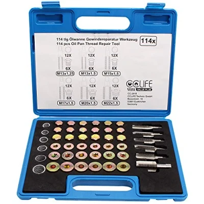 Afbeelding van CCLIFE 114 delige Carterplug reparatie set M13 x 1,25 M15 M17 M20 M22 1,5