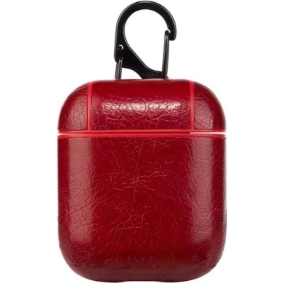 Afbeelding van AirPods 1/2 hoesje Litchi PU Series hard case Rood