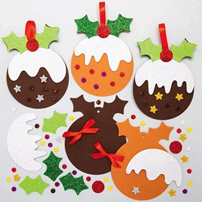 Afbeelding van Baker Ross AX344 Pudding Kersboom Decoraties Pak Van 8, Creatieve Knutselspullen Voor De Kinderen Om Te Maken En Versieren