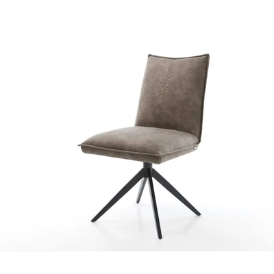 Afbeelding van DELIFE Draaistoel Lelio Flex microvelours taupe vintage kruisframe breed zwart 360 draaibaar rocker functie pocketveer kern