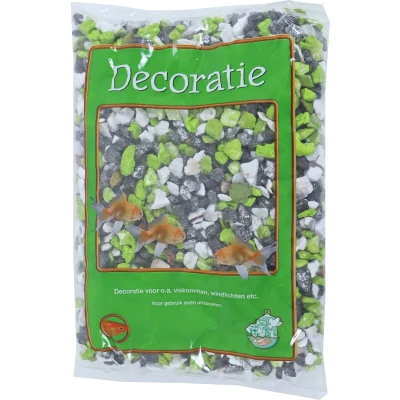 Afbeelding van Aquariumgrind Split mix Zwart / Wit Groen zak a 0,9kg