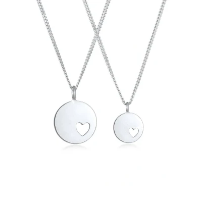 Afbeelding van Elli Plate Heart Ketting, Dames, Maat: 45, Silber