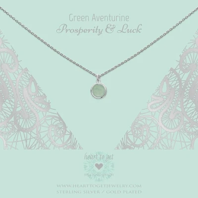 Afbeelding van Heart to Get necklace, silver, one gemstone, Green Aventurine, prosperity &amp; luck