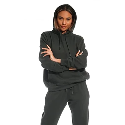 Afbeelding van Light &amp; Shade Lichte schaduw Lslswt005 Soft Touch loungewear sweater met capuchon voor dames, antraciet, L, UK