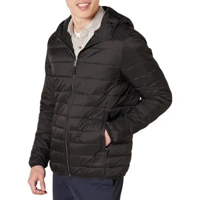 Afbeelding van Amazon Essentials Lichtgewicht Waterbestendig Packable Hooded Puffer Jacket Down Alternatieve Jas, Zwart, XL