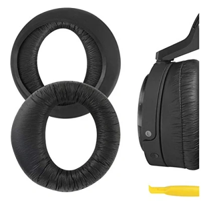 Afbeelding van Geekria QuickFit Proteïne Lederen Vervanging Oorkussens voor Sony MDR RF6000, RF6500, RF7000, RF7100, DS6000, DS6500, DS7000, DS7100, XD150, XD200 Hoofdtelefoon Oordopjes, Reparatie Onderdelen (Zwart)