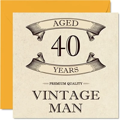 Afbeelding van Vintage 40e verjaardagskaarten voor mannen leeftijd 40 jaar leuke verjaardagskaart collega vader echtgenoot vriend oom broer vriend, 145 mm x wenskaarten,
