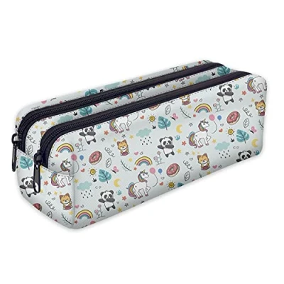 Afbeelding van Etui, pennenetui, schooletui, pennenetui met twee ritssluitingen voor meisjes en kinderen [107], Unicorn Panda, 21 cm x 10 8 cm, normaal