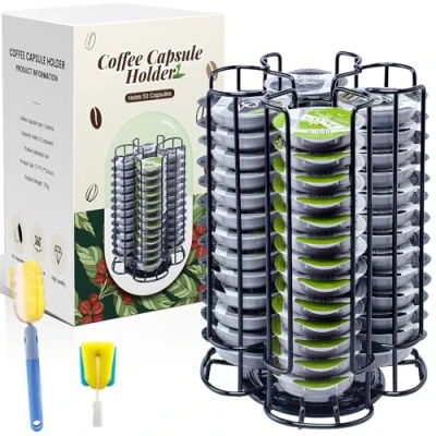 Afbeelding van TEGOVE Koffiecapsulestandaarden compatibel met Tassimo Capsules,Koffiecapsulestandaard,Draaibare koffiecapsulehouders,Capsuledispenserset,360 graden rotatie ontwerp,Houdt voor 52 Koffie Capsules