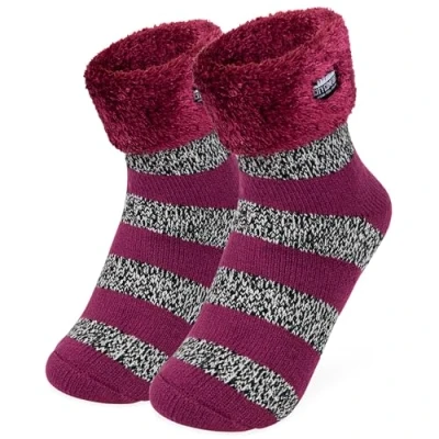 Afbeelding van CityComfort Slippersokken voor dames en tieners: pluizige sokken, antislip, warme fleece, eenheidsmaat loungewear cadeaus vrouwen, Paars, One size