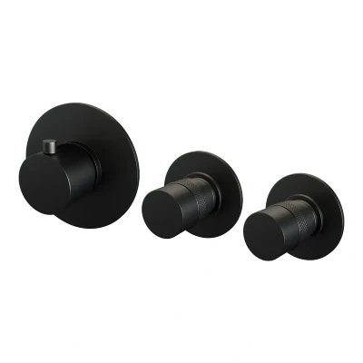 Afbeelding van Brauer Black Edition carving inbouwthermostaat inbouwdeel 3 knoppen mat zwart