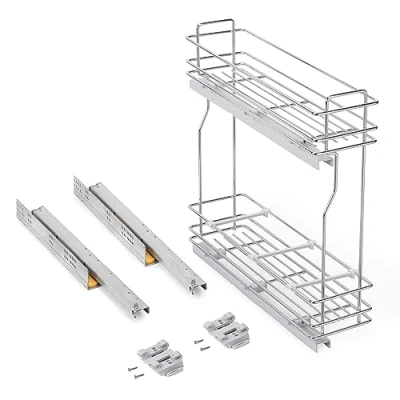 Afbeelding van Emuca Flessenrek uitschuifbaar SupraMax met zachte sluiting, Module 200mm, Verchroomd, Staal