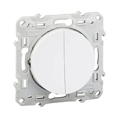 Afbeelding van Schneider Electric S520273 Odace, 2 weg schakelaar, 10 A, neutraal wit en wisselschakelaar, schroefdraad, oranje LED 1,5 mA,