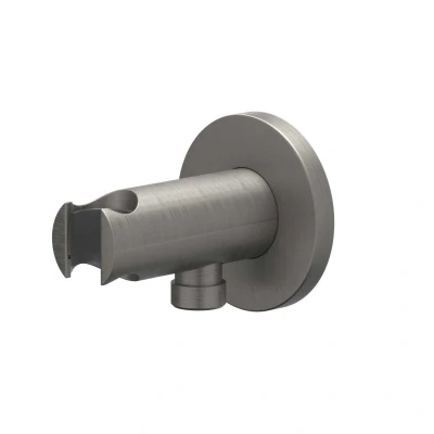 Afbeelding van IVY wandsteun met geïntegreerde wateruitlaat 1/2&quot; Geborsteld Metal Black PVD