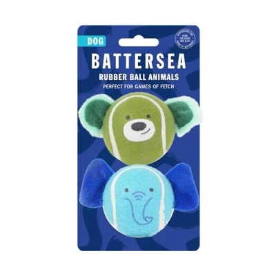 Afbeelding van Rosewood Battersea Rubberen bal dieren, hondenspeelgoed, blauw, groen, 6,5 x 11 cm; 100 gram